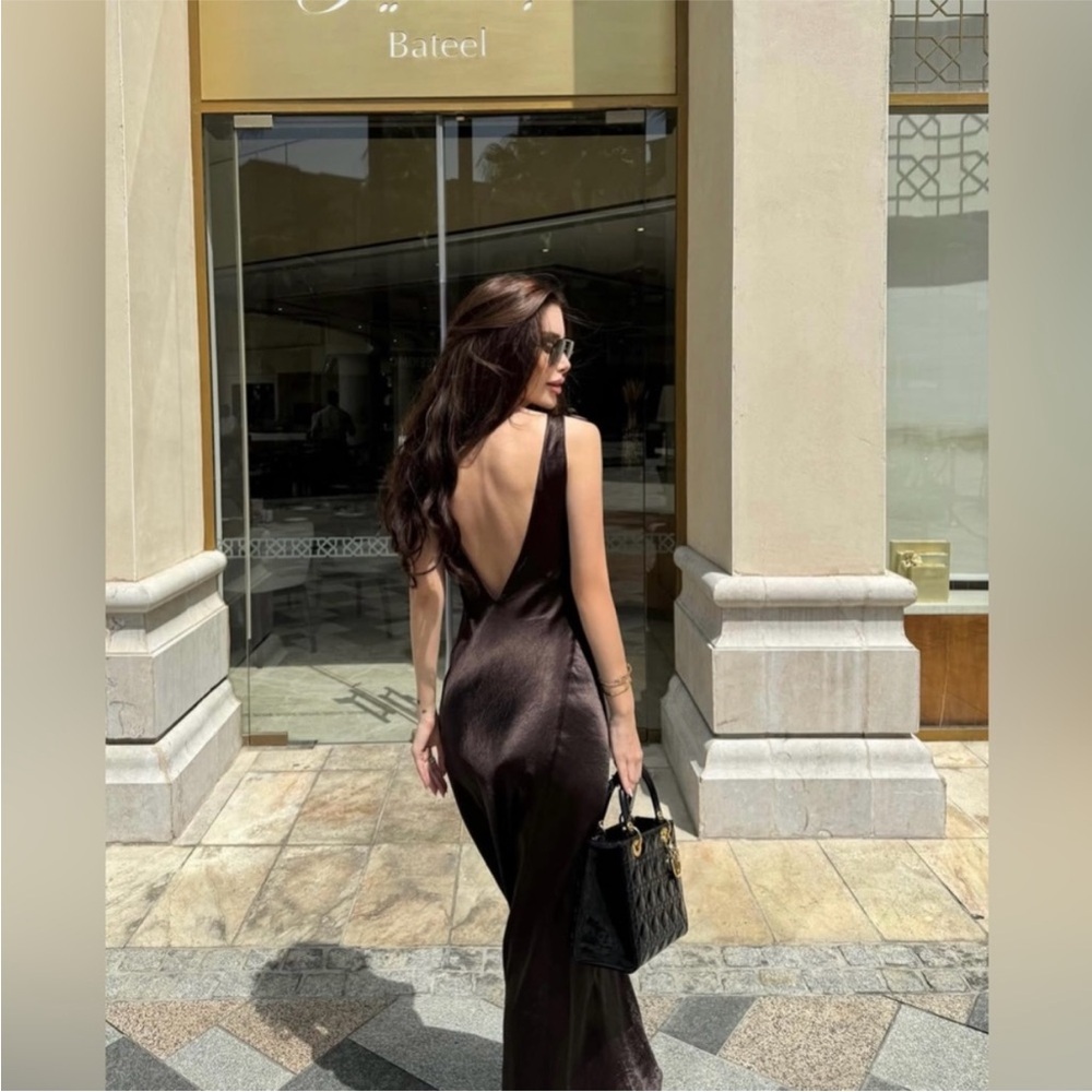 ZARA WRINKLED SATIN EFFECT DRESS - Picture 8 of 15